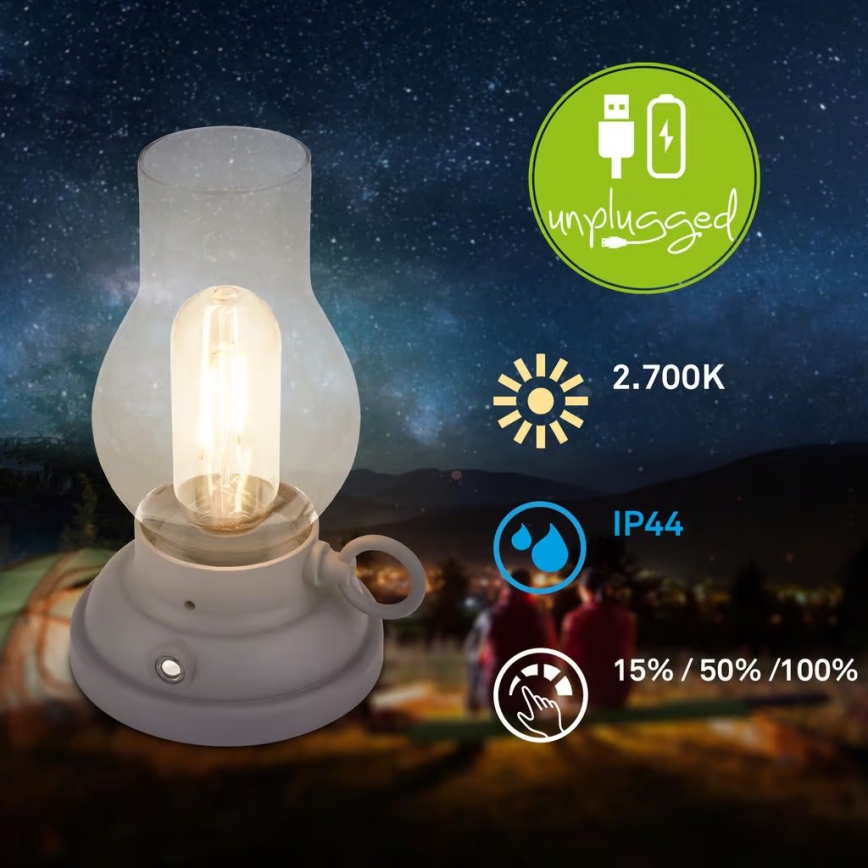 Brilo - LED Stmívatelná venkovní nabíjecí stolní lampa KANEA LED/1,5W/5V IP44 1200 mAh antracit
