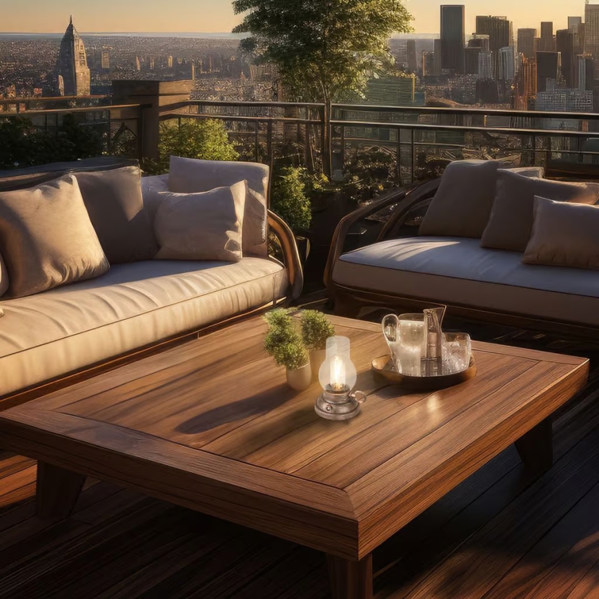 Brilo - LED Stmívatelná venkovní nabíjecí stolní lampa KANEA LED/1,5W/5V IP44 1200 mAh bronzová