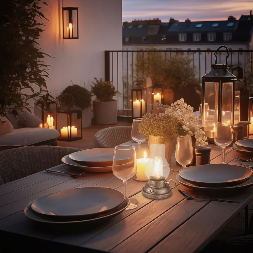 Brilo - LED Stmívatelná venkovní nabíjecí stolní lampa KANEA LED/1,5W/5V IP44 1200 mAh bronzová