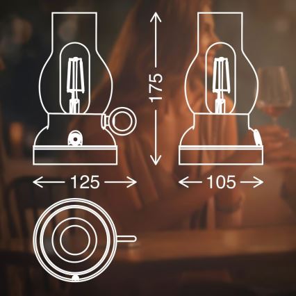 Brilo - LED Stmívatelná venkovní nabíjecí stolní lampa KANEA LED/1,5W/5V IP44 1200 mAh bronzová