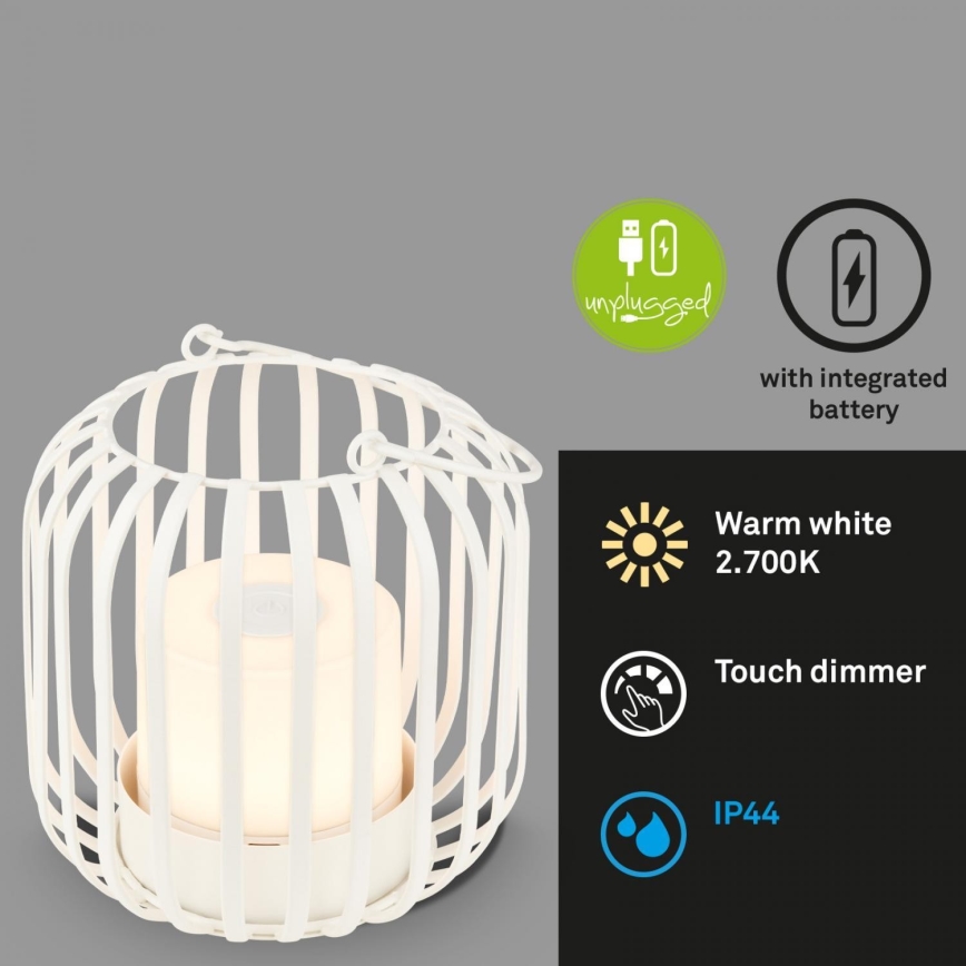 Brilo - LED Stmívatelná nabíjecí venkovní stolní lampa LED/2W/5V IP44 bílá