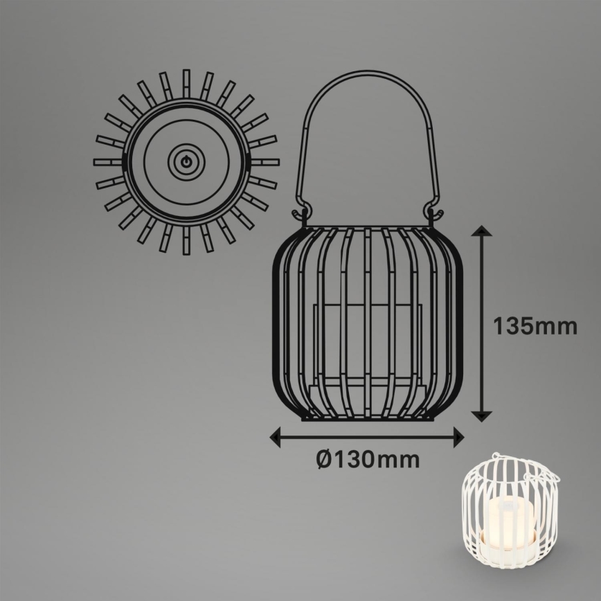 Brilo - LED Stmívatelná nabíjecí venkovní stolní lampa LED/2W/5V IP44 bílá