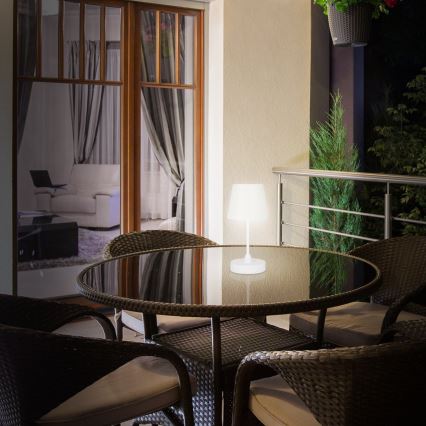 Brilo - LED Stmívatelná nabíjecí venkovní stolní lampa LED/3W/5V IP44 bílá