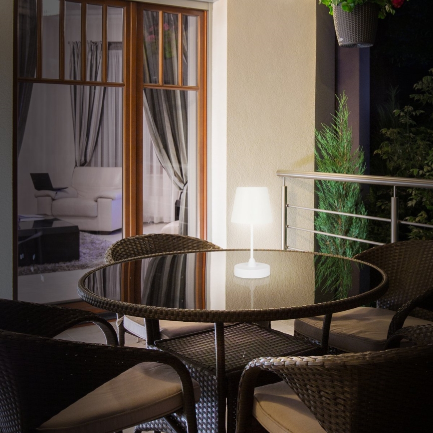 Brilo - LED Stmívatelná nabíjecí venkovní stolní lampa LED/3W/5V IP44 bílá