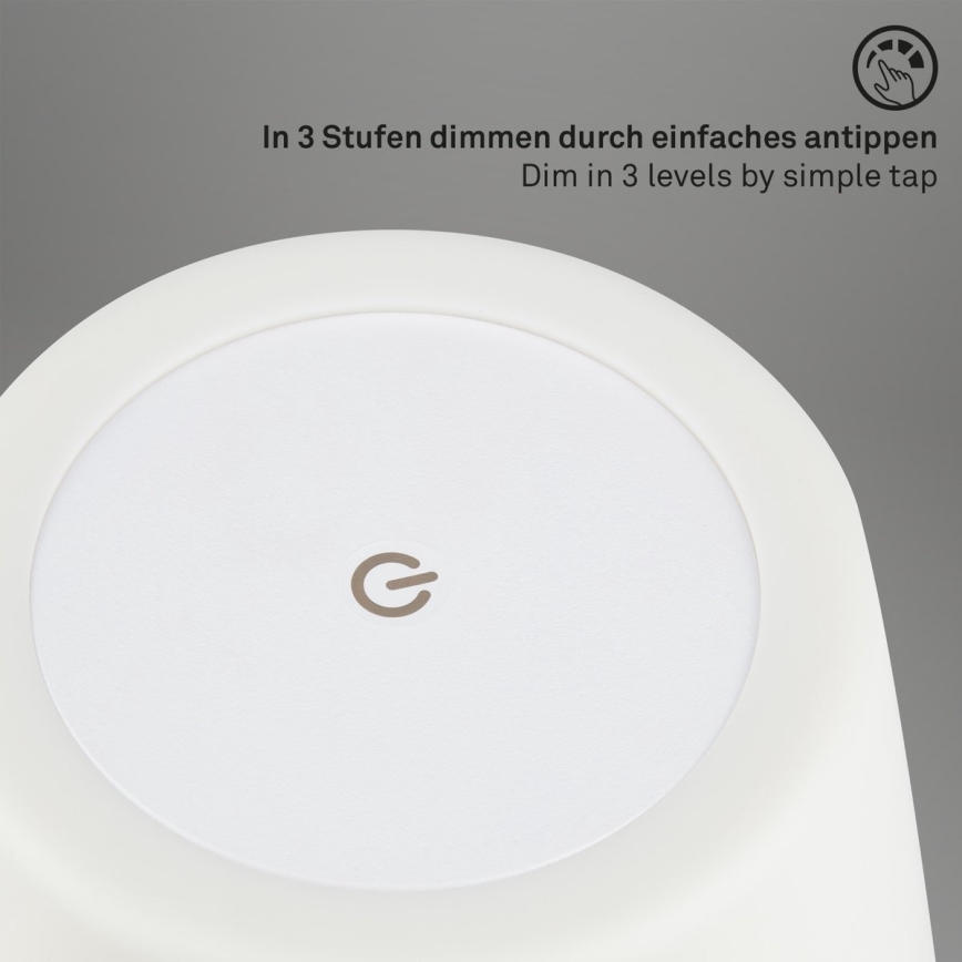 Brilo - LED Stmívatelná nabíjecí venkovní stolní lampa LED/3W/5V IP44 bílá