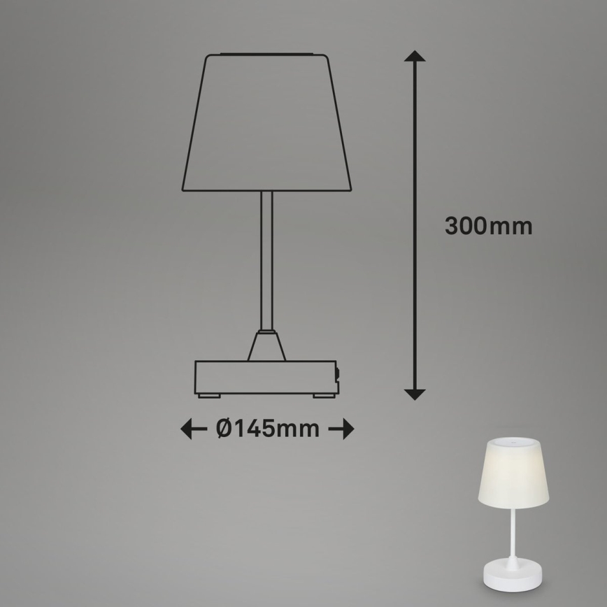 Brilo - LED Stmívatelná nabíjecí venkovní stolní lampa LED/3W/5V IP44 bílá