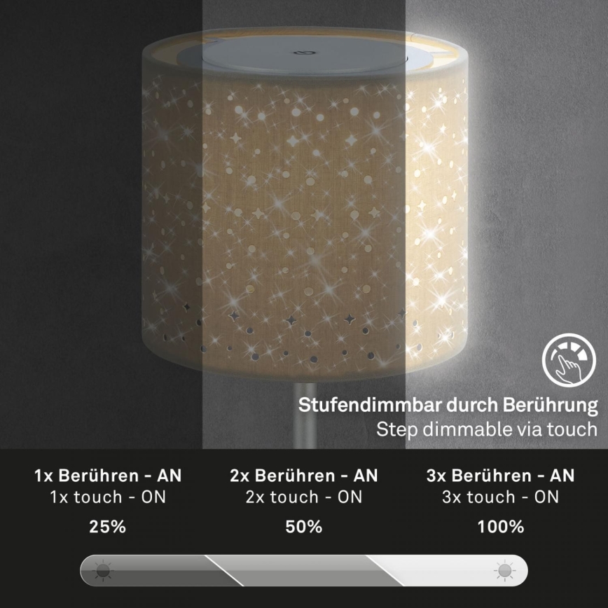 Brilo - LED Stmívatelná nabíjecí venkovní stolní lampa LOLE LED/3W/5V 2000mAh IP44 stříbrná/béžová