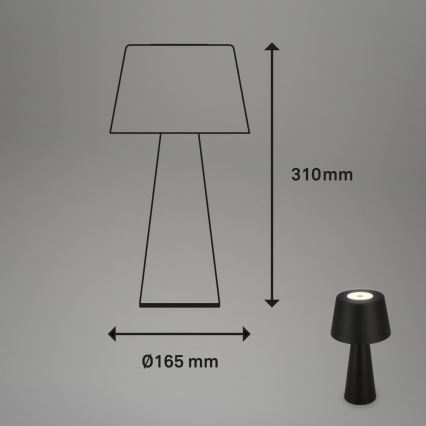 Brilo - LED Stmívatelná nabíjecí venkovní stolní lampa LED/3,5W/5V IP44 černá