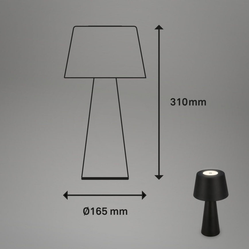 Brilo - LED Stmívatelná nabíjecí venkovní stolní lampa LED/3,5W/5V IP44 černá