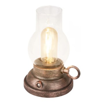 Brilo - LED Stmívatelná venkovní nabíjecí stolní lampa KANEA LED/1,5W/5V IP44 1200 mAh bronzová