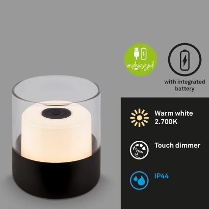 Brilo - LED Stmívatelná venkovní nabíjecí stolní lampa LILET LED/2W/5V IP44
