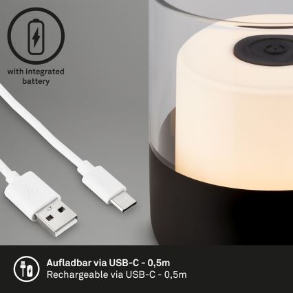 Brilo - LED Stmívatelná venkovní nabíjecí stolní lampa LILET LED/2W/5V IP44