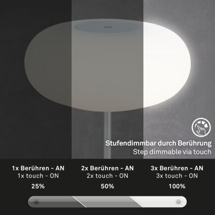 Brilo - LED Stmívatelná venkovní nabíjecí stolní lampa OLANA LED/3W/5V IP44
