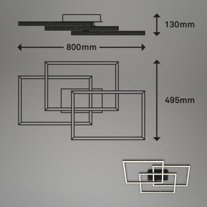 Brilo - LED Stmívatelné stropní svítidlo FRAME LED/57W/230V 3000K černá