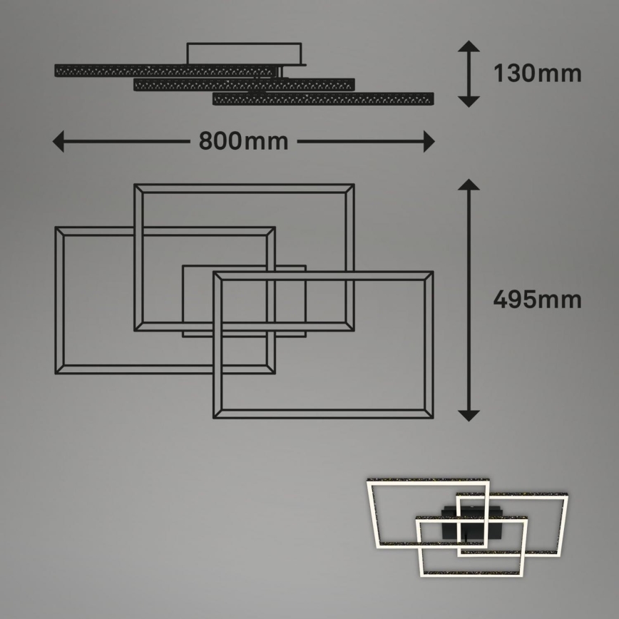 Brilo - LED Stmívatelné stropní svítidlo FRAME LED/57W/230V 3000K černá