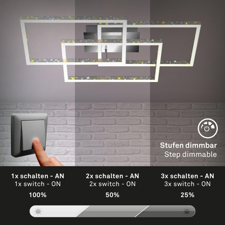 Brilo - LED Stmívatelné stropní svítidlo FRAME LED/57W/230V 3000K matný chrom