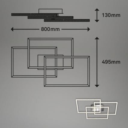 Brilo - LED Stmívatelné stropní svítidlo FRAME LED/57W/230V 3000K matný chrom