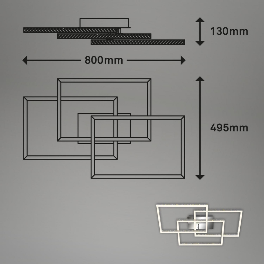 Brilo - LED Stmívatelné stropní svítidlo FRAME LED/57W/230V 3000K matný chrom