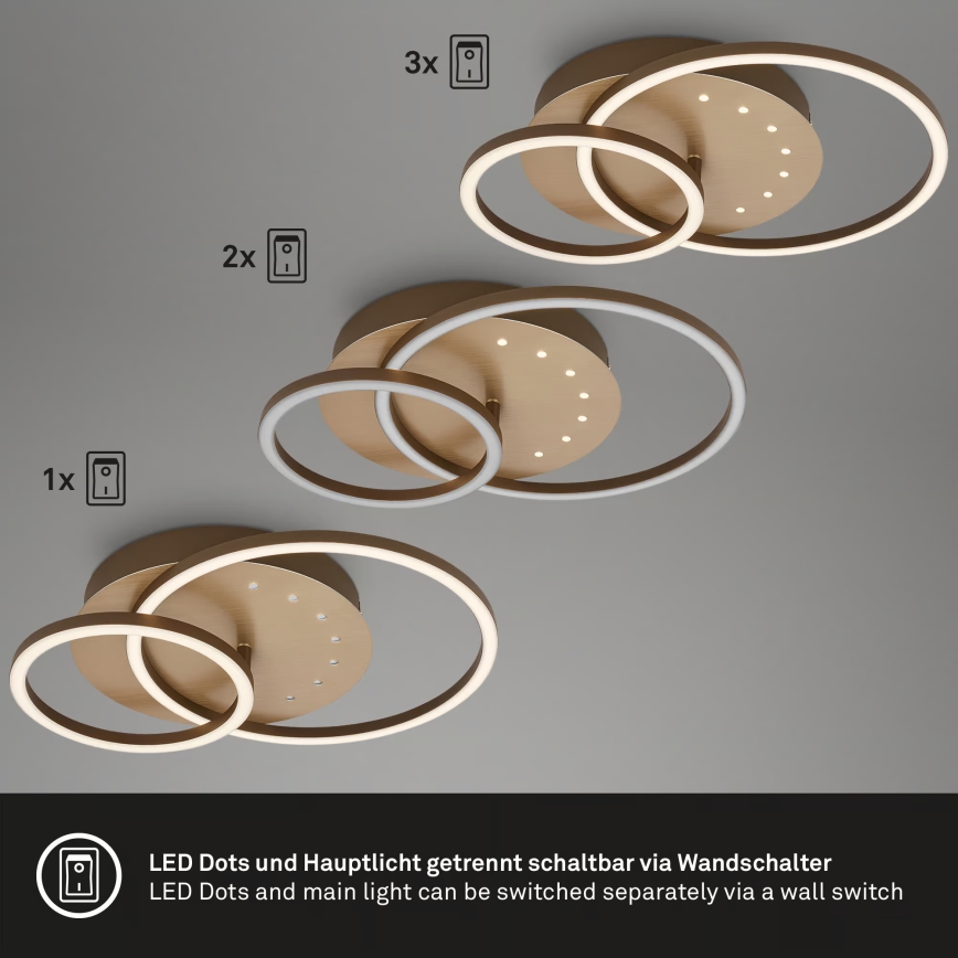 Brilo - LED Stmívatelné stropní svítidlo LED/26W/230V 3000K hnědá