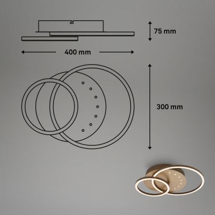 Brilo - LED Stmívatelné stropní svítidlo LED/26W/230V 3000K hnědá