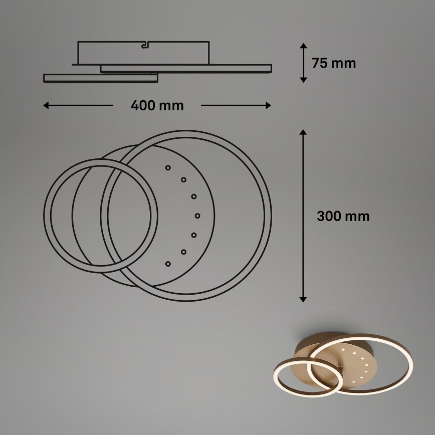Brilo - LED Stmívatelné stropní svítidlo LED/26W/230V 3000K hnědá