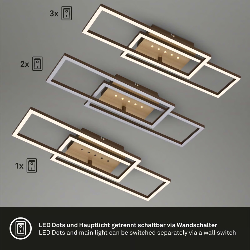 Brilo - LED Stmívatelné stropní svítidlo LED/30W/230V 3000K hnědá