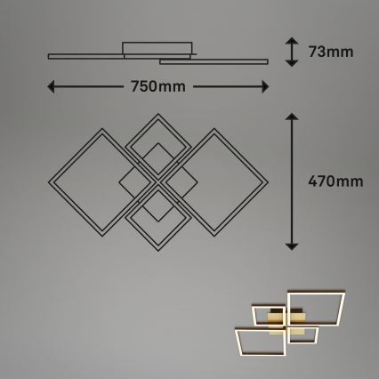 Brilo - LED Stmívatelný přisazený lustr FRAME LED/44W/230V