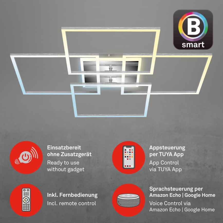 Brilo - LED Stmívatelný přisazený lustr FRAME LED/50W/230V 2700-6500K Wi-Fi Tuya + dálkové ovládání