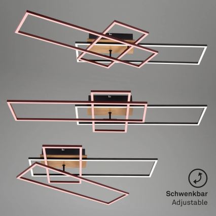 Brilo - LED Stmívatelný přisazený lustr FRAME LED/51W/230V 2700-5000K černá/hnědá + dálkové ovládání