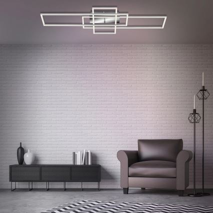 Brilo - LED Stmívatelný přisazený lustr FRAME LED/51W/230V 2700-5000K matný chrom + dálkové ovládání