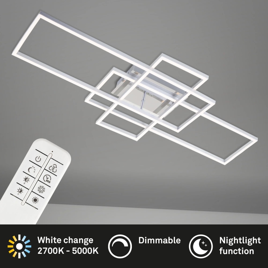Brilo - LED Stmívatelný přisazený lustr FRAME LED/51W/230V 2700-5000K matný chrom + dálkové ovládání
