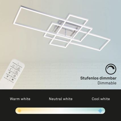 Brilo - LED Stmívatelný přisazený lustr FRAME LED/51W/230V 2700-5000K matný chrom + dálkové ovládání