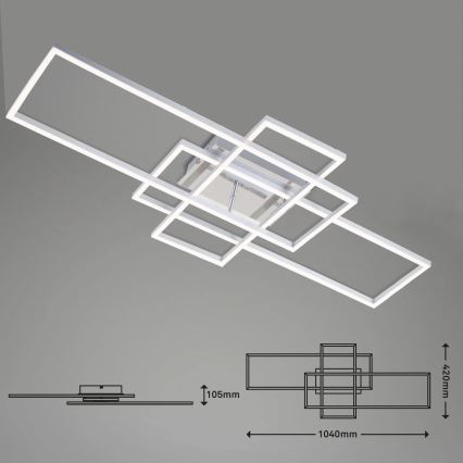 Brilo - LED Stmívatelný přisazený lustr FRAME LED/51W/230V 2700-5000K matný chrom + dálkové ovládání