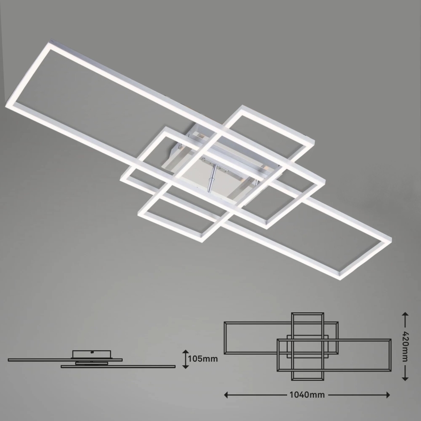 Brilo - LED Stmívatelný přisazený lustr FRAME LED/51W/230V 2700-5000K matný chrom + dálkové ovládání