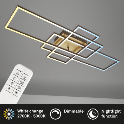 Brilo - LED Stmívatelný přisazený lustr FRAME LED/51W/230V 2700-5000K hnědá/zlatá + dálkové ovládání