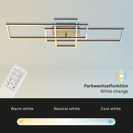 Brilo - LED Stmívatelný přisazený lustr FRAME LED/51W/230V 2700-5000K hnědá/zlatá + dálkové ovládání