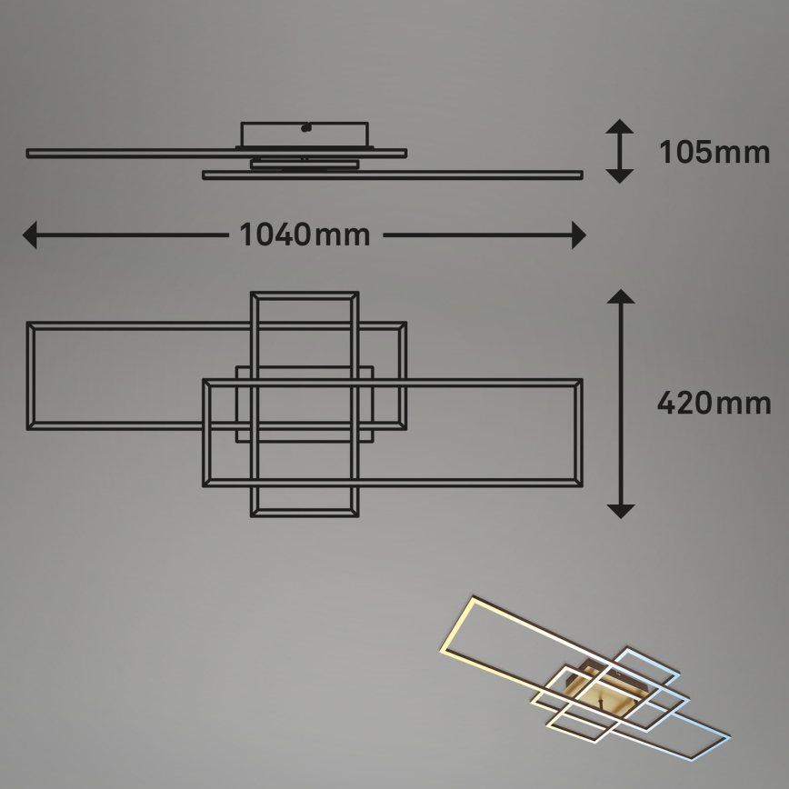 Brilo - LED Stmívatelný přisazený lustr FRAME LED/51W/230V 2700-5000K hnědá/zlatá + dálkové ovládání