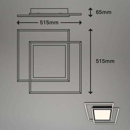 Brilo - LED Stropní svítidlo 2xLED/16W/230V + LED/19W 51,5x51,5 cm černá