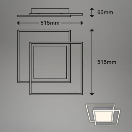 Brilo - LED Stropní svítidlo 2xLED/16W/230V + LED/19W 51,5x51,5 cm matný chrom