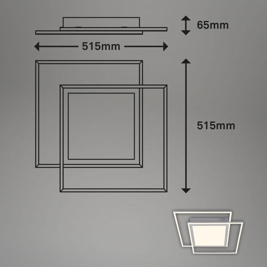 Brilo - LED Stropní svítidlo 2xLED/16W/230V + LED/19W 51,5x51,5 cm matný chrom