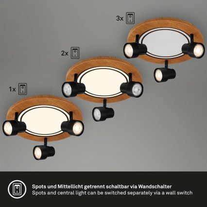 Brilo - LED Stropní svítidlo LED/12W/230V + 3xGU10/9W 3000K