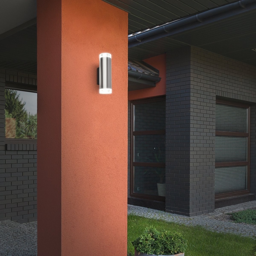 Brilo - LED Venkovní nástěnné svítidlo 2xGU10/4,7W/230V IP44 4000K matný chrom