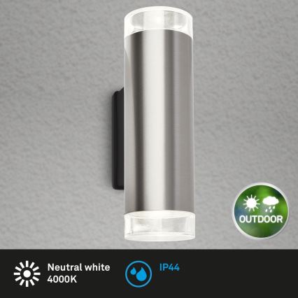 Brilo - LED Venkovní nástěnné svítidlo 2xGU10/4,7W/230V IP44 4000K matný chrom
