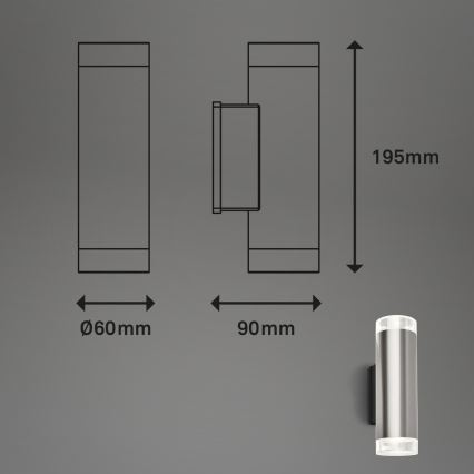 Brilo - LED Venkovní nástěnné svítidlo 2xGU10/4,7W/230V IP44 4000K matný chrom