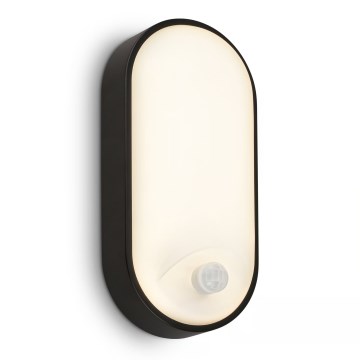 Brilo - LED Venkovní nástěnné svítidlo se senzorem pohybu a soumraku RUCH LED/12W/230V IP65 černá