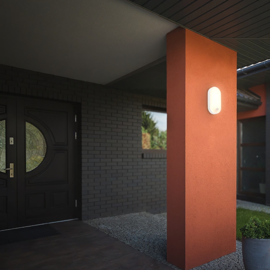 Brilo - LED Venkovní nástěnné svítidlo se senzorem pohybu a soumraku RUCH LED/12W/230V IP65 bílá