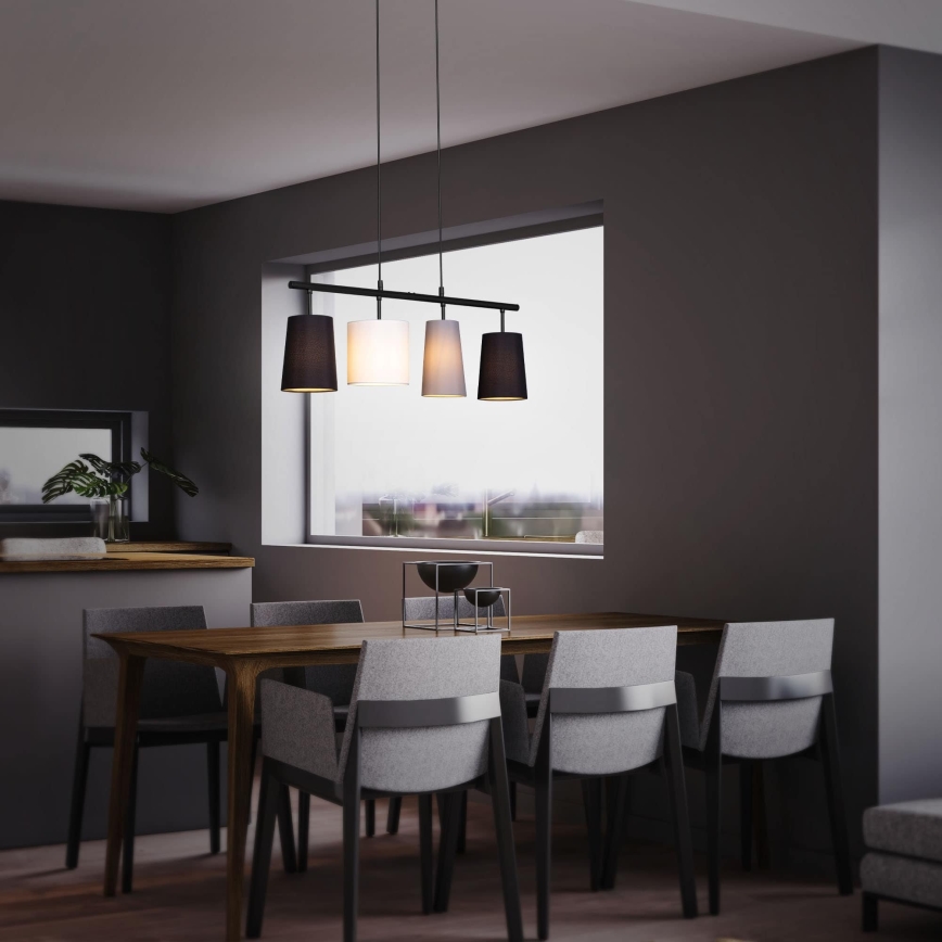 Brilo - Lustr na lanku 4xE27/40W/230V černá/šedá/bílá
