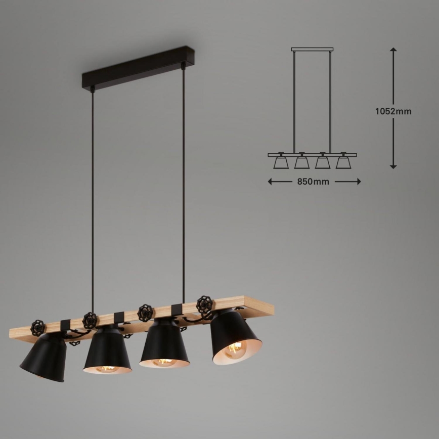 Brilo - Lustr na lanku TALLE 4xE27/40W/230V kaučukovník
