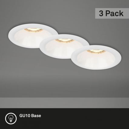 Brilo - SADA 3x Koupelnové podhledové svítidlo 1xGU10/9W/230V IP23 bílá