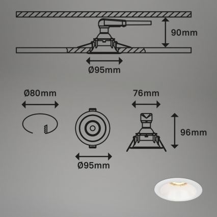 Brilo - SADA 3x Koupelnové podhledové svítidlo 1xGU10/9W/230V IP23 bílá